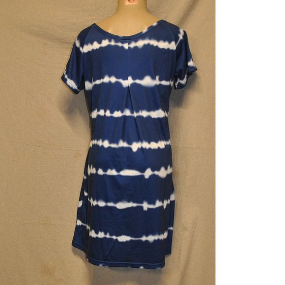 🐯 Alaster Queen NWT blue & white tie dye dress with pockets size SMALL (30) - Picture 5 of 13